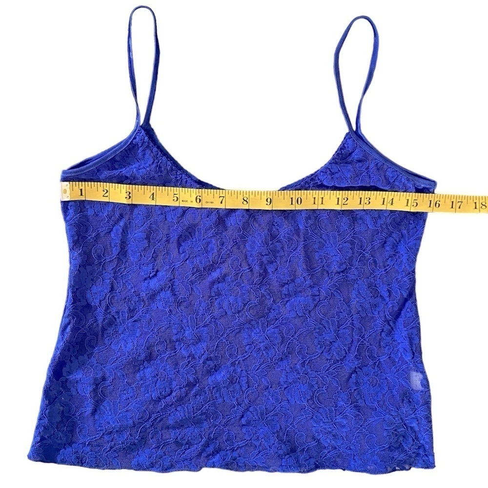 VICTORIA'S SECRET Vintage Lace Camisole Spaghetti Straps Royal Blue Women Size L - Picture 3 of 5